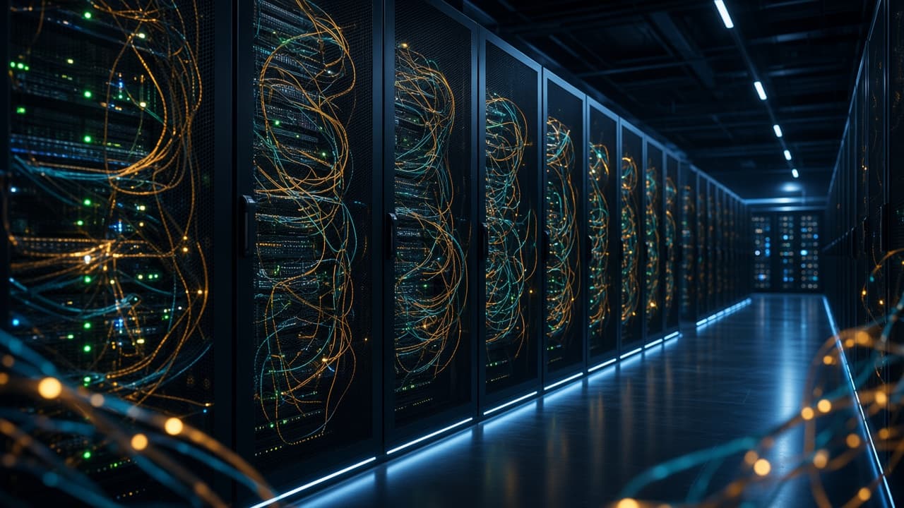 Server racks and network infrastructure in a data center