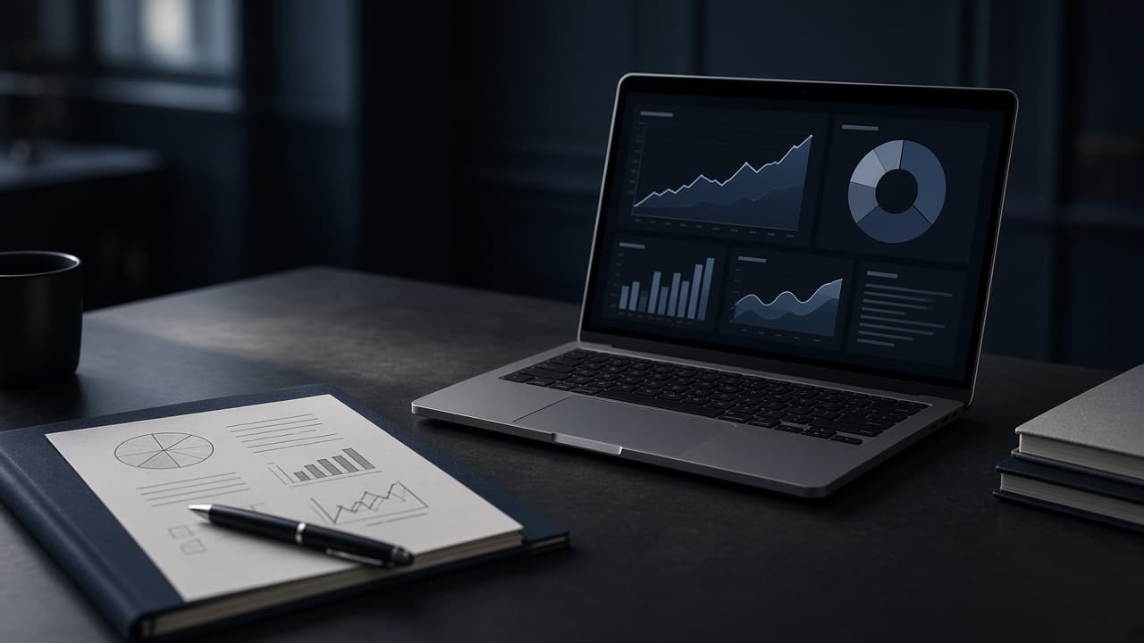 Executive desk with laptop and planning notes for engagement pricing